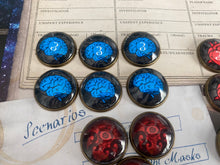 Load image into Gallery viewer, Arkham Horror Tokens. Damage, Sanity, Clue, and Doom tokens. Cthulhu Arkham Horror LCG Tokens