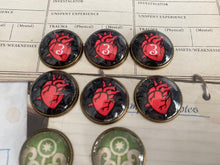 Load image into Gallery viewer, Arkham Horror Tokens. Damage, Sanity, Clue, and Doom tokens. Cthulhu Arkham Horror LCG Tokens