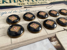 Load image into Gallery viewer, Arkham Horror Healing Supply / First Aid Tokens - 10 Tokens - Premium Brass Metal Base