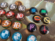 Load image into Gallery viewer, Lord of the Rings LCG Tokens - Lore, Damage, Progress, Leadership, Spirit, Ring, Tactics, hand made tokens! Bilbo approved!