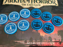 Load image into Gallery viewer, Arkham Horror Innsmouth Conspiracy Flood / Water tokens. 5 double sided tokens