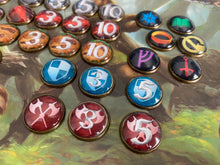 Load image into Gallery viewer, Lord of the Rings LCG Tokens - Lore, Damage, Progress, Leadership, Spirit, Ring, Tactics, hand made tokens! Bilbo approved!
