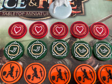Load image into Gallery viewer, Condition Tokens- Panicked, weakened, Vulnerable, Order, and Wound tokens! 5 Tokens listing