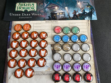 Load image into Gallery viewer, Arkham Horror Under Dark Waves expansion Tokens. Terror Mythos Doom Tokens