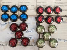 Load image into Gallery viewer, Arkham Horror Tokens. Damage, Sanity, Clue, and Doom tokens. Cthulhu Arkham Horror LCG Tokens