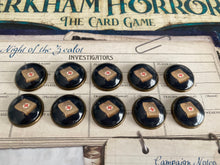 Load image into Gallery viewer, Arkham Horror Healing Supply / First Aid Tokens - 10 Tokens - Premium Brass Metal Base