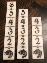 Load image into Gallery viewer, A Song of Ice and Fire movement sticks for ASOIAF! Pick your house! 4 Measurement Sticks! Rulers! AGOT ASOIF