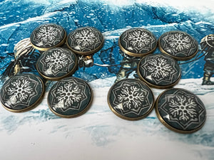 Arkham Horror Edge of the Earth Frost Tokens. 10 Frost tokens in total