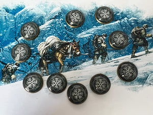 Arkham Horror Edge of the Earth Frost Tokens. 10 Frost tokens in total