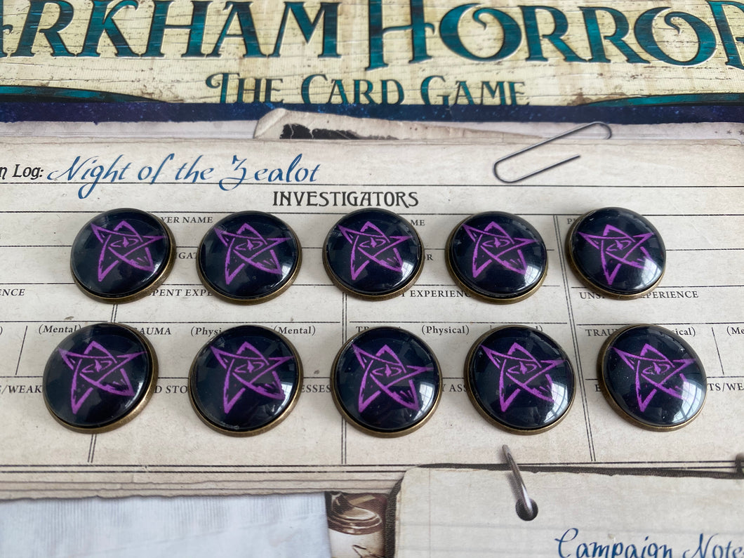 Arkham Horror Premium Charge tokens - Metal Brass Base Tokens - 10 total